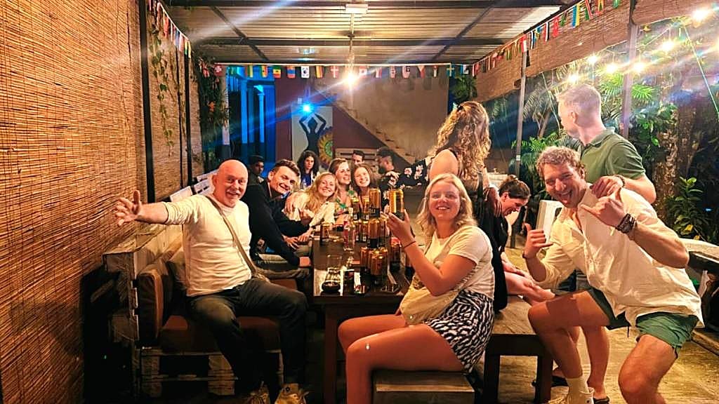 Guests gathered for evening drinks and games
